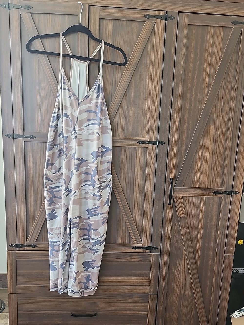 Sleeveless Camo Print Maxi Dress - Neutral Tones